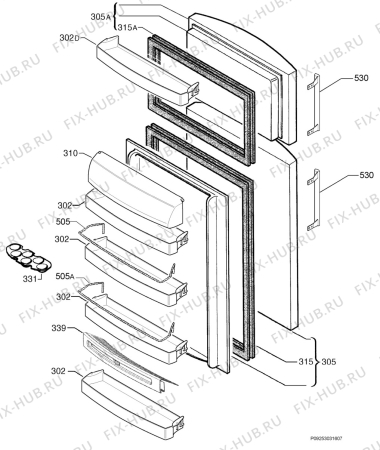 Взрыв-схема холодильника Aeg Electrolux S70438DT5 - Схема узла Door 003